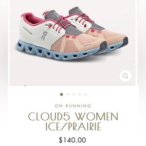 On Running Cloud 5 Women’s Running Shoes - Ice/Prairie - Size 8